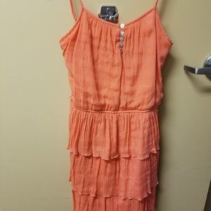 Summer ruffled dress in peach